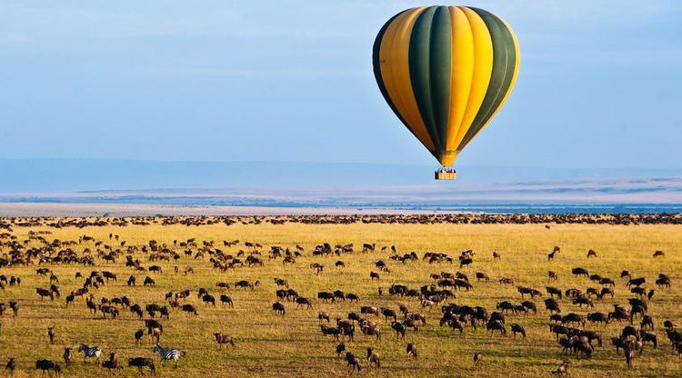 Hot air balloon over the plains