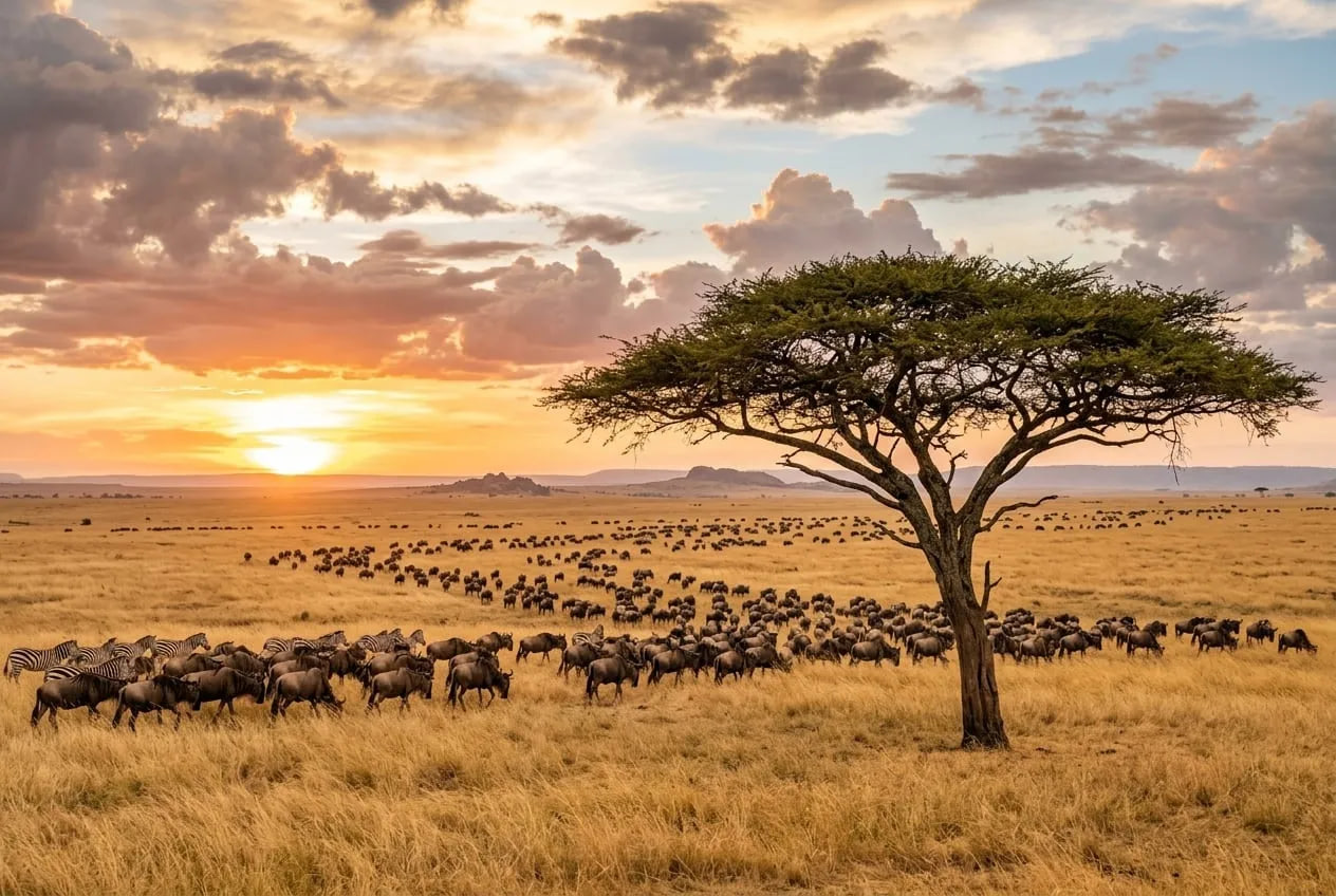 Ngorongoro crater at sunrise